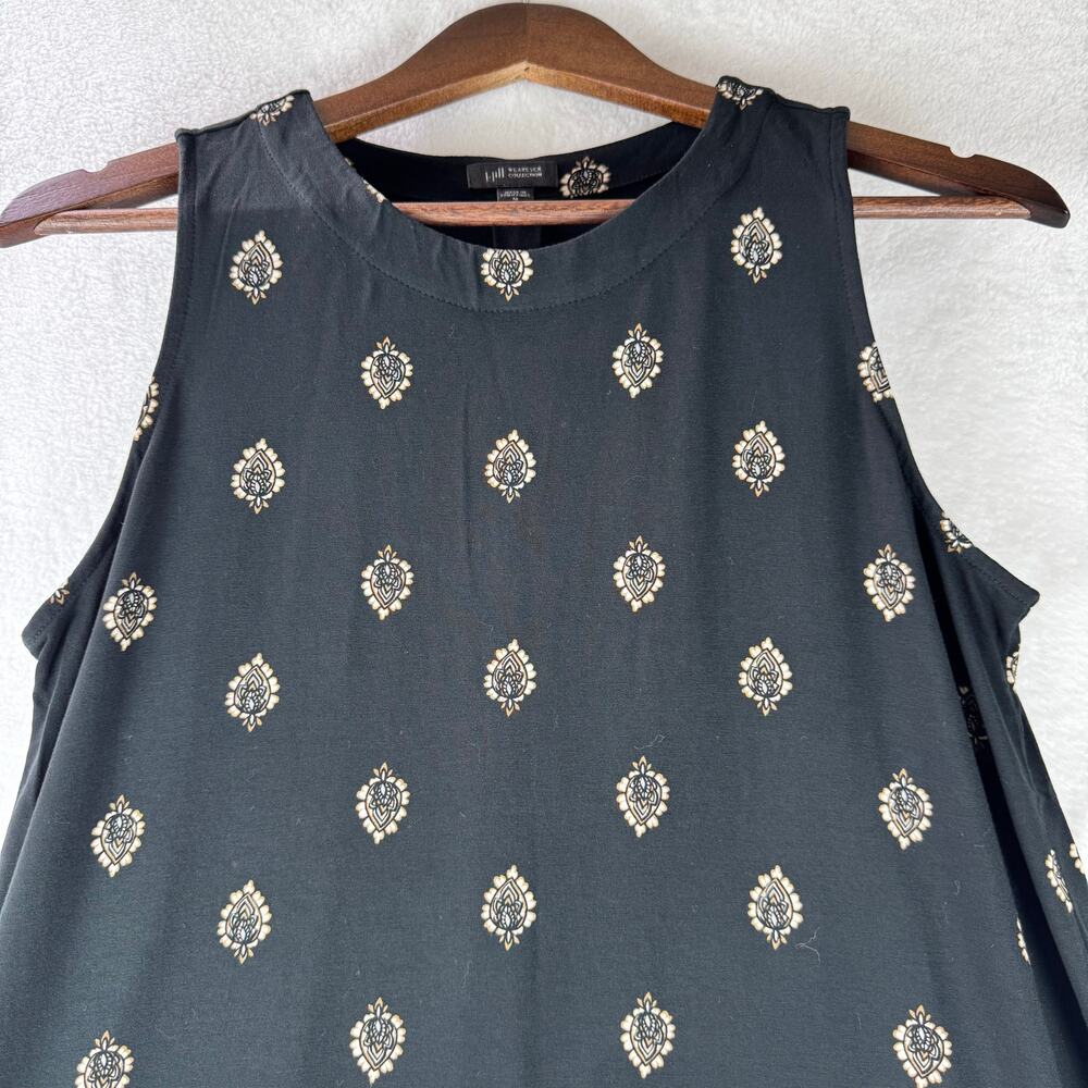 J.Jill Dress MED Black Maxi Swing Medallion Print stretch Cottagecore  Dress - Picture 2 of 11